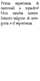 Casella di testo: Prima esperienza di nazionali a squadre? Non cambia niente. Intanto salgono di categoria e desperienza.